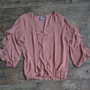 NY&Co Knox Rose Mauve Ruffled Blouse